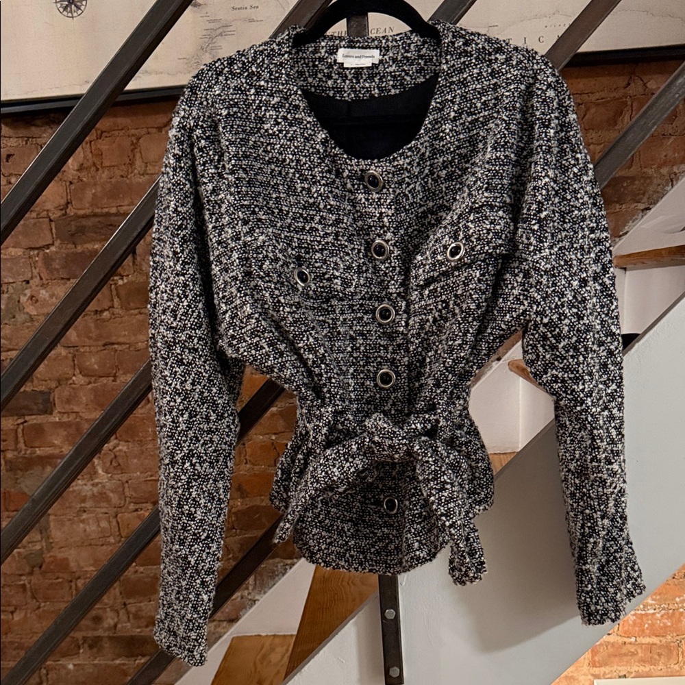 Lovers + Friends Monochrome Tweed Button Down Shirt